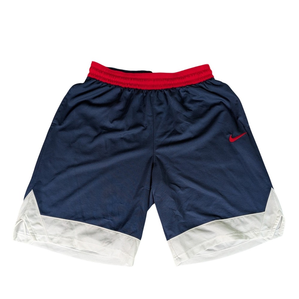 Nike Dri-FIT Basketball Shorts Navy Blue Red White Mesh Athletic Mens XL